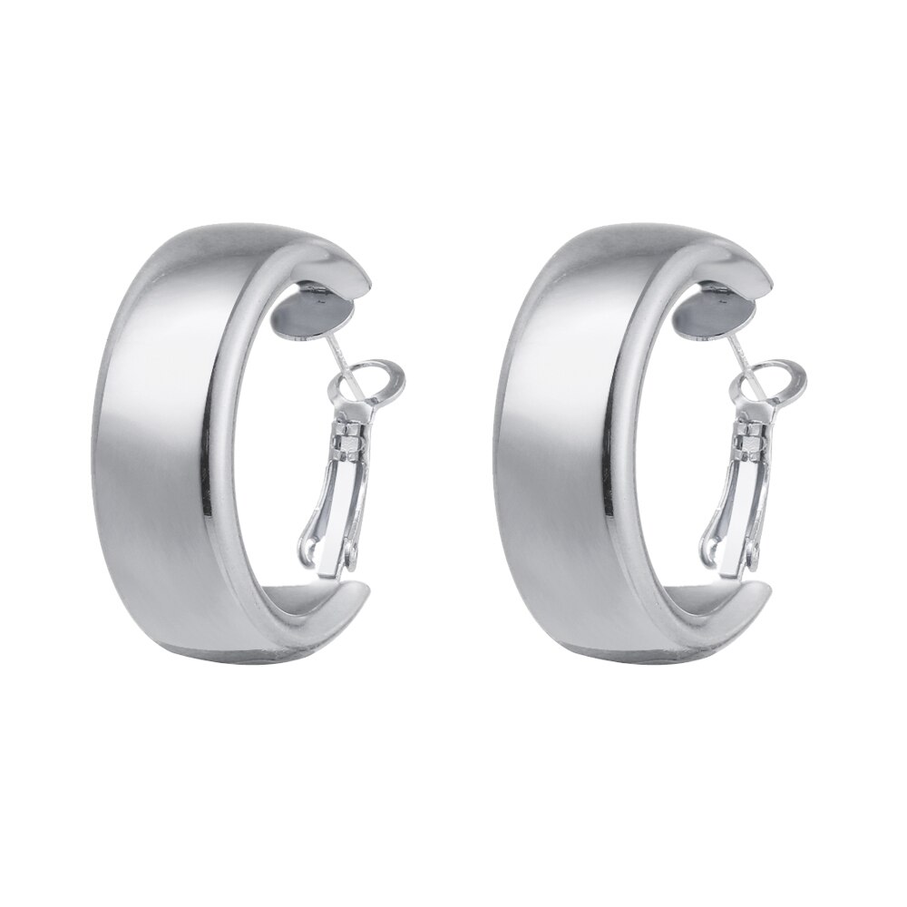 Khuyên Tai Tròn Chất Liệu Kim Loại Phong Cách Hàn Quốc