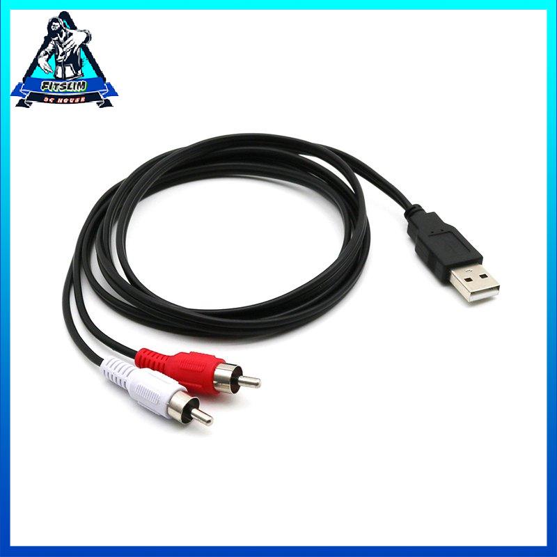 [Fitslim] USB A Male To 2X RCA Phono Male AV Cable Lead PC TV Aux Audio Video Adapter