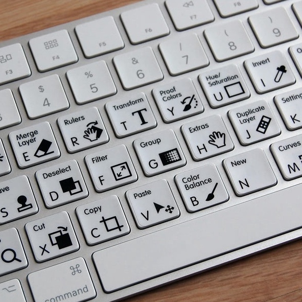 Phím Tắt Photoshop Dán Bàn Phím - Keyboard Stickers For Photoshop Shortcuts - Phiên Bản Tối Giản