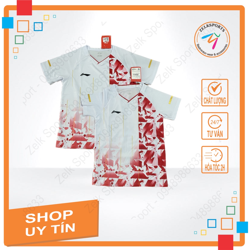 Áo cầu lông Lining 6262 trắng (nam,nữ)