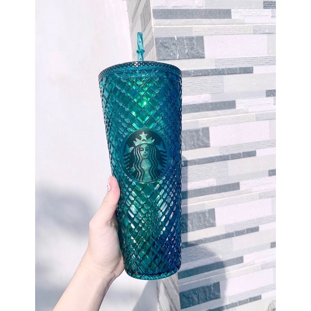 Cốc uống nước có ống hút thiết kế kiểu vỏ sầu riêng họa tiết Starbucks có thể tái sử dụng làm quà tặng độc đáo