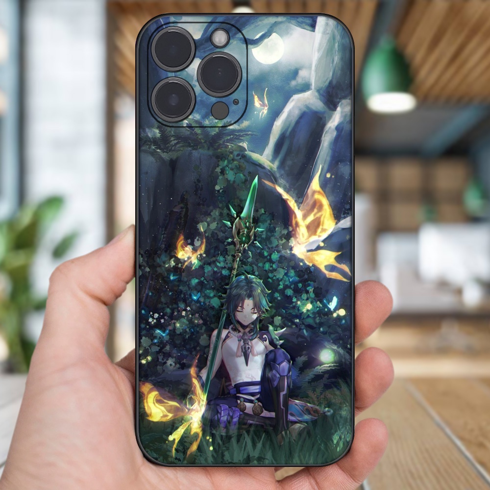 Ốp lưng iPhone 13 Pro Max dẻo đen cạnh vuông in hình Xiao Genshin Impact