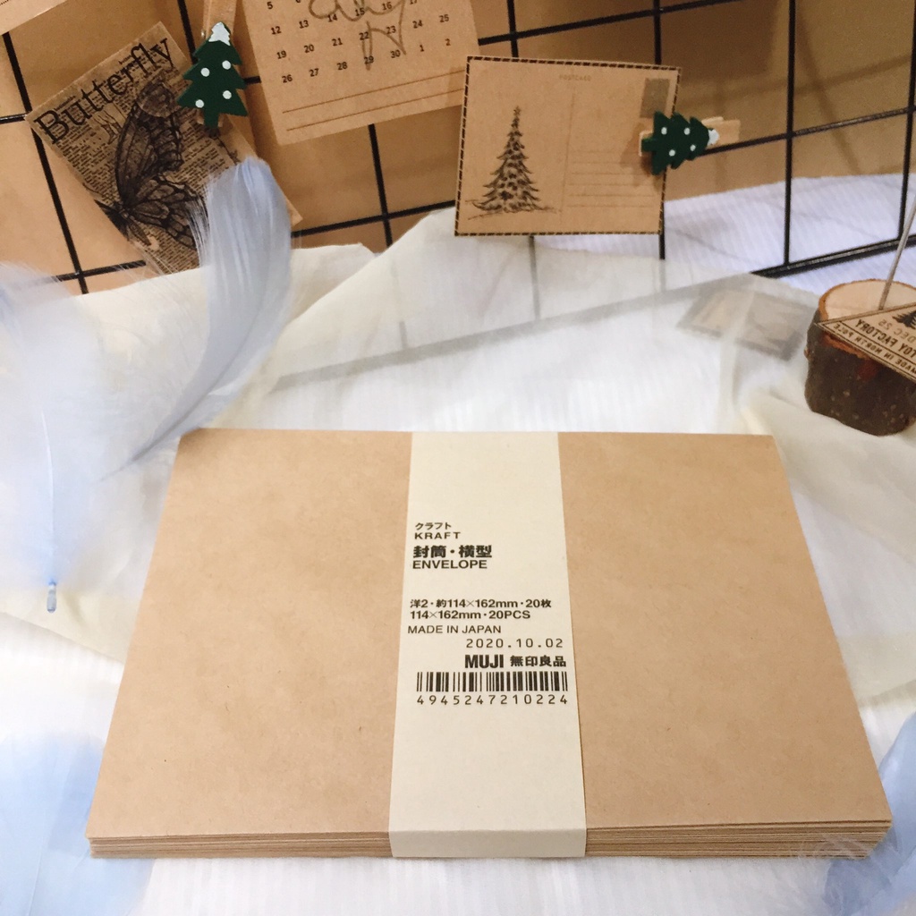 Set 20 bao thư Muji handmade kraft 114x162mm