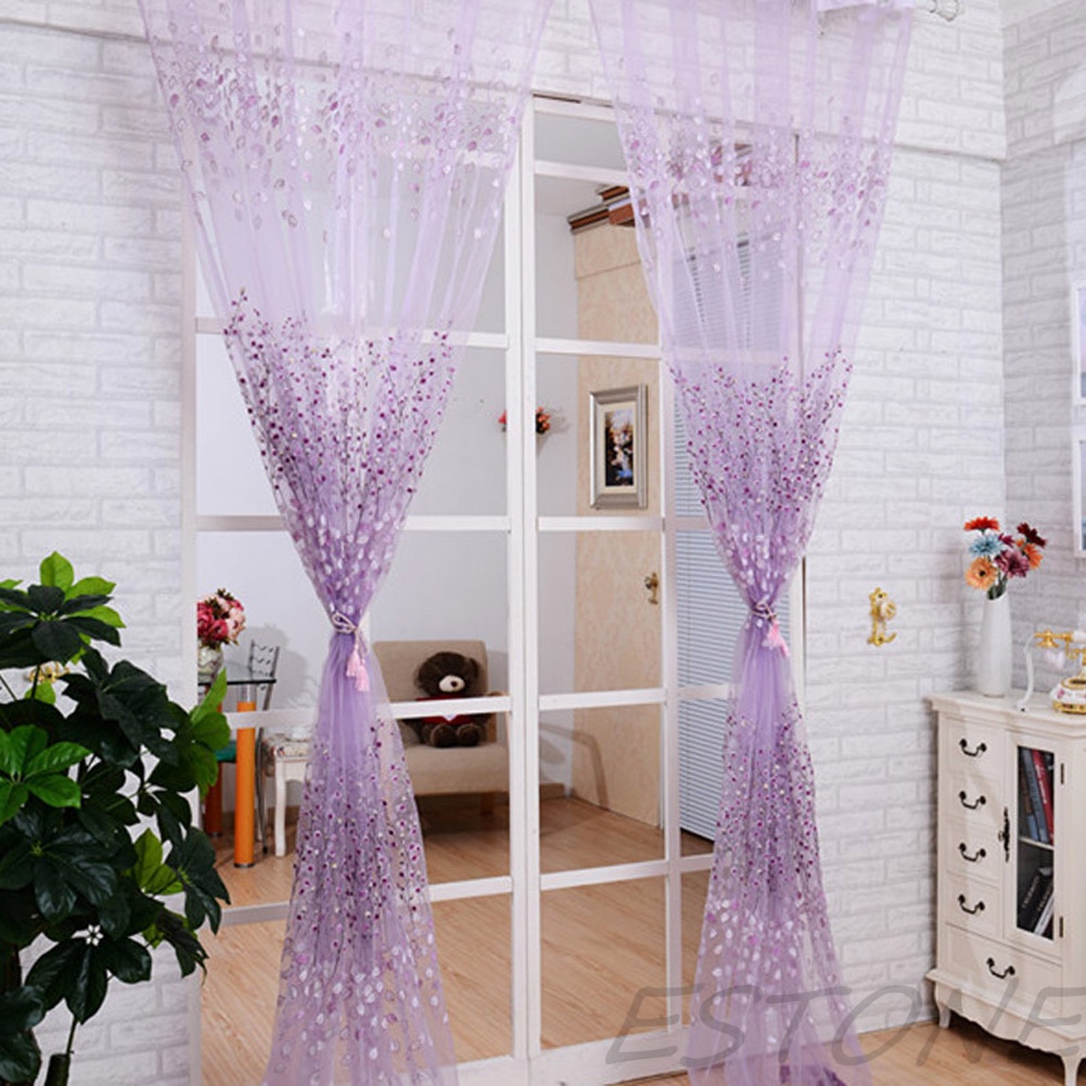 Rèm cửa sổ Vải Tuyn Họa Tiết Hoa Thời Trang