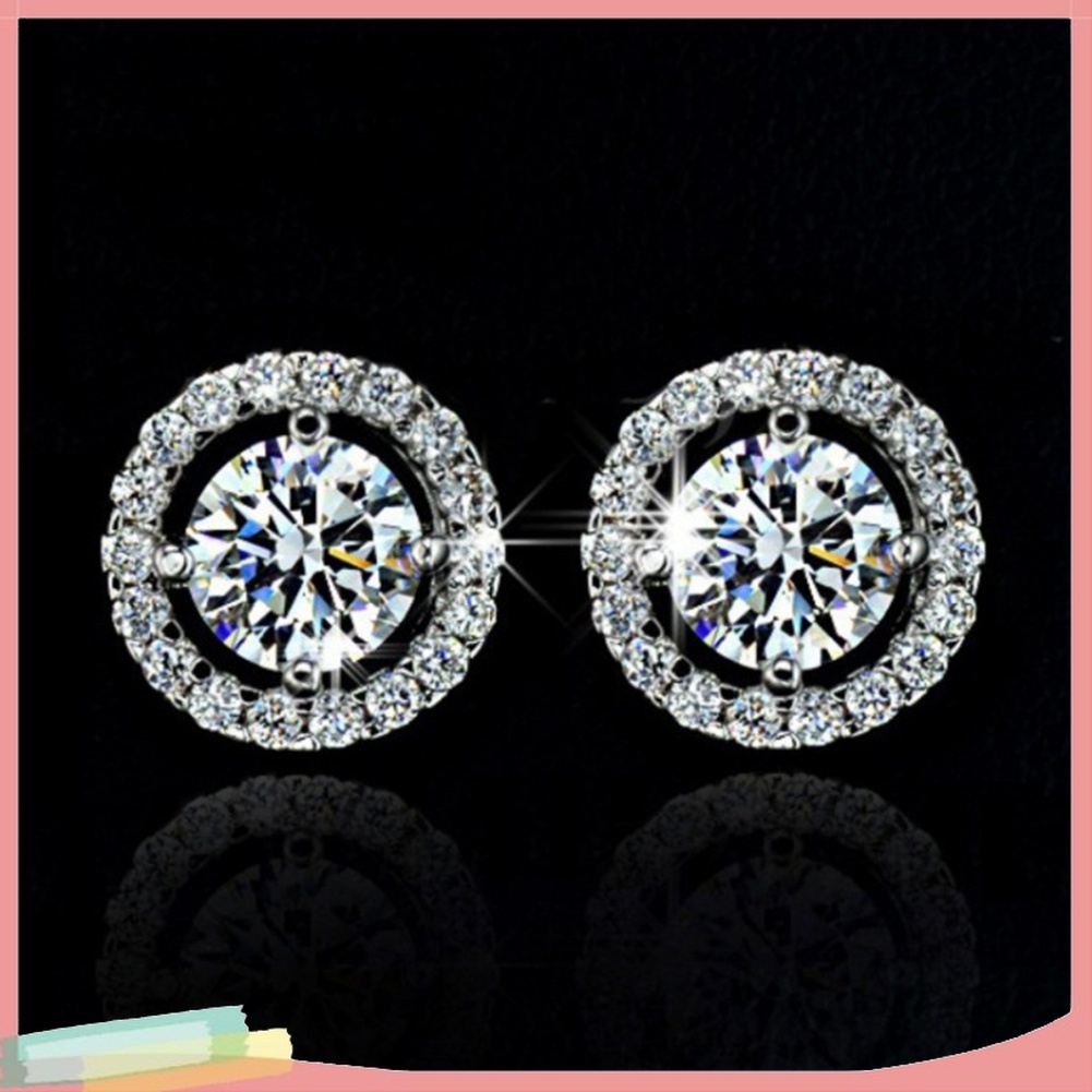 Bông Tai Hình Tròn Bằng Hợp Kim Đính Đá Sang Trọng Thời Trang Cho Nữ