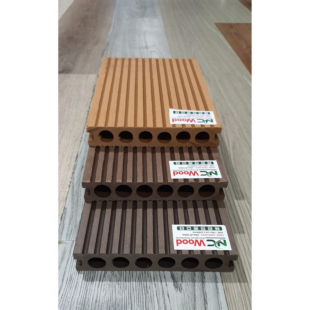 Thanh gỗ nhựa composite ngoài trời lỗ tròn, lỗ vuông