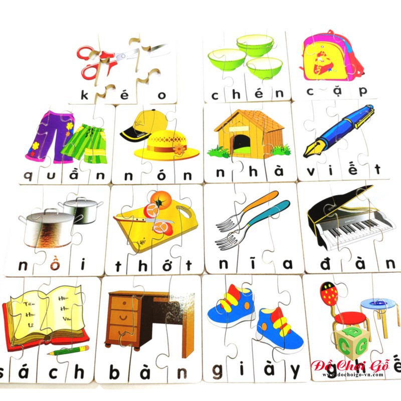 Đồ chơi gỗ - Ghép hình học chữ tiếng việt  winwintoys