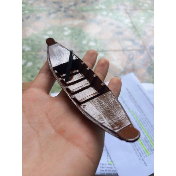 Mô Hình Xuồng Gỗ Nổi Trang Trí Hồ Cá