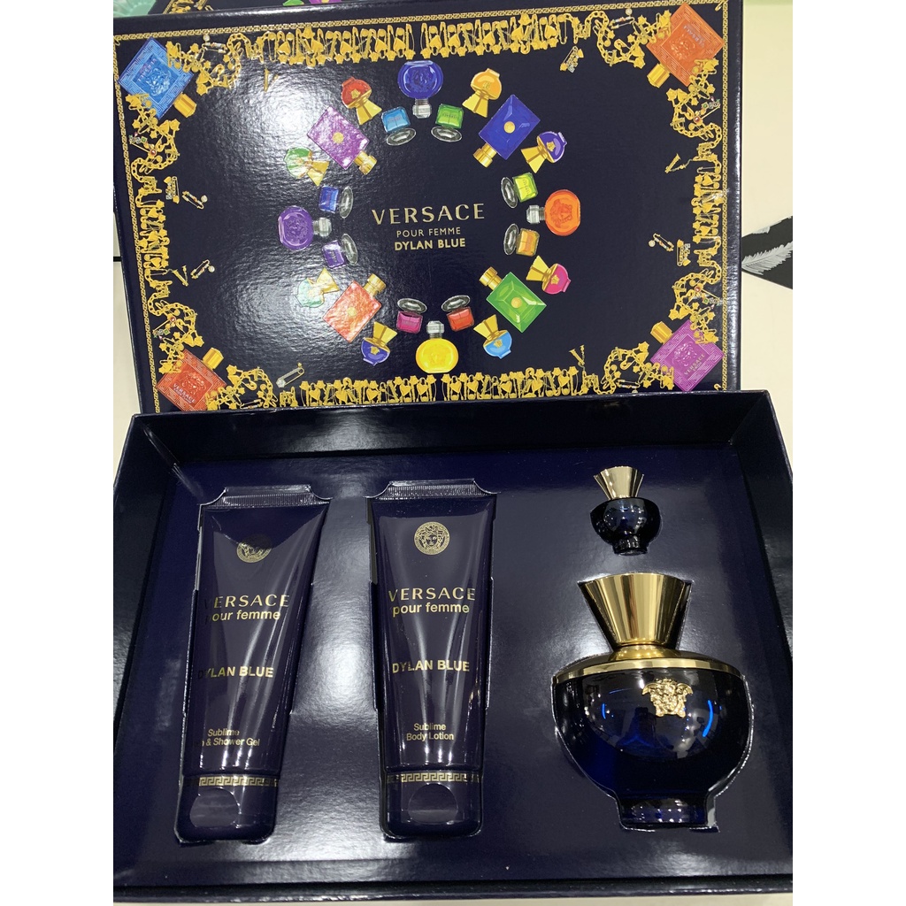 Bộ set nước hoa Versace Pour Femme Dylan Blue EDP sp. 100ml 720032S3 (Gồm 4 món)