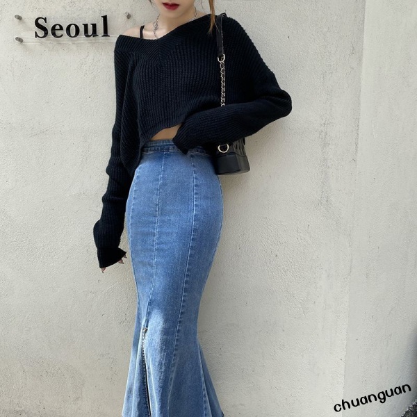 Chân Váy Đuôi Cá Dài Lưng Cao Ống Loe Phong Cách Hàn Quốc Dễ Thương | BigBuy360 - bigbuy360.vn