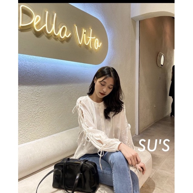 Áo SƠMI KIỂU TRENDY SHIRT màu trắng thiết kế chất vải đũi tay nơ chuẩn style hàn ullzang