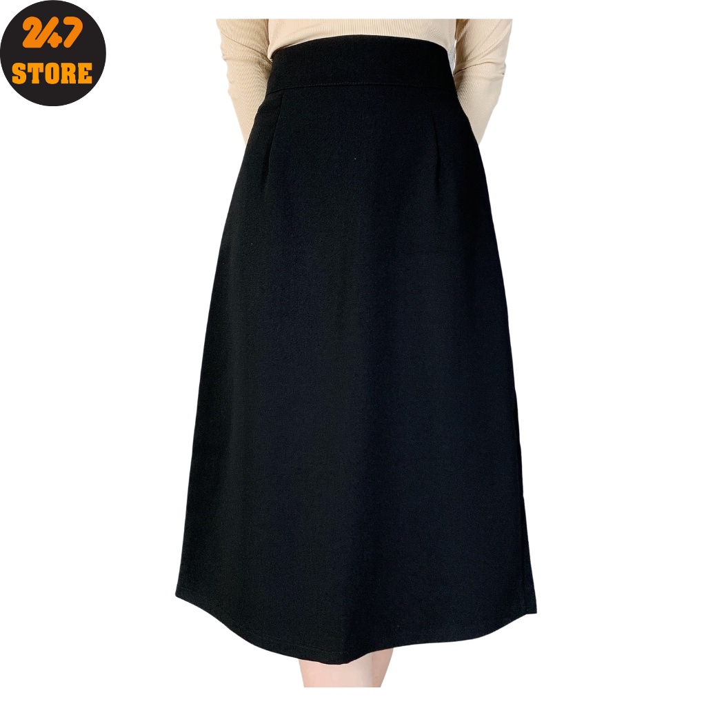Chân váy công sở xẻ sau (2 màu), midi, dáng dài, cạp cao mã 809 247STORE