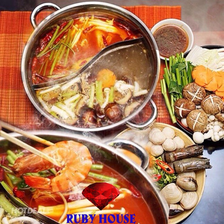 nồi lẩu 2 ngăn hotpot CHÍNH HÃNG, nồi lẩu gia đình 2 ngăn-Ruby House