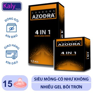 Combo 1 hộp Bao cao su tổng hợp gân gai kéo dài thời gian Azodra hộp 12 cái tặng 1 hộp nhỏ 3 bao