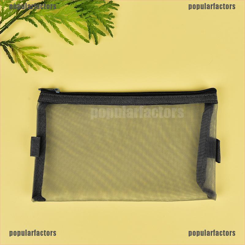 Túi Đựng Bút Dạng Lưới Trong Suốt Phối Khóa Kéo Đơn Giản Size S / L