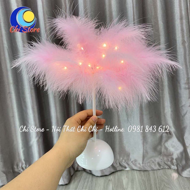 Đèn Ngủ Lông Vũ Để Bàn Nhỏ Xinh, Đèn Lông Vũ Trang Trí Tiệc Cưới Lãng Mạn