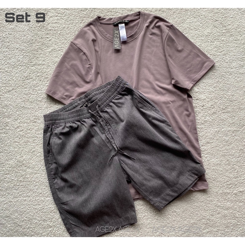 Set Menly AGE2X Gồm Áo Thun Và Quần Short Kaki