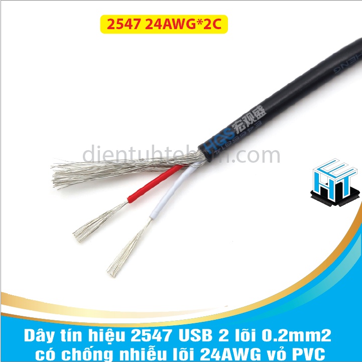 Dây tín hiệu 2547 USB 2 lõi 0.2mm2 có chống nhiễu lõi 24AWG vỏ PVC