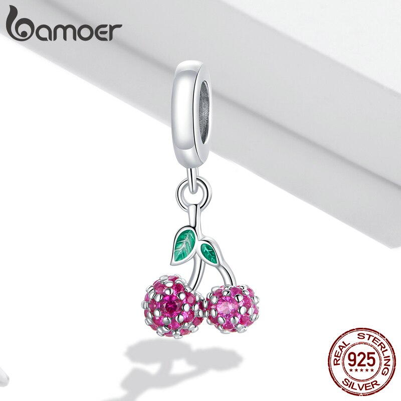 Charm Bạc 925 Bamoer BSC401 Kiểu Dáng Cherry Làm Vòng Tay Lắc Tay DIY Cho Nữ