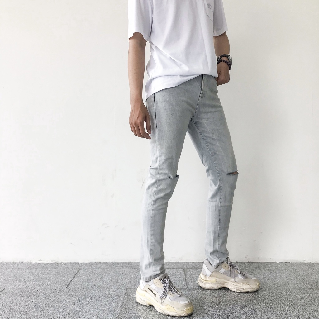 Quần jean nam màu xám nhạt - Form Slimfit - Chất jean co dãn [211] | BigBuy360 - bigbuy360.vn
