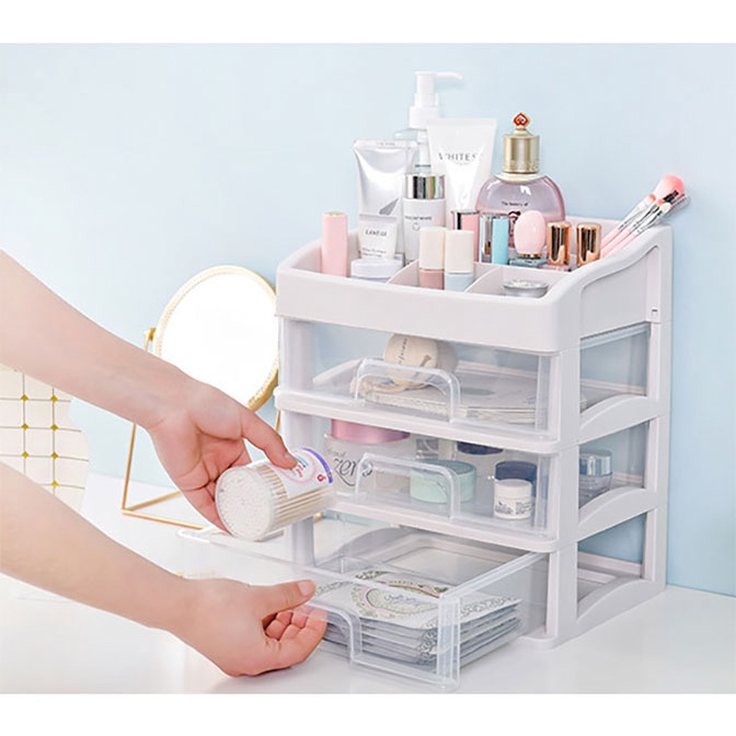 Kệ Đựng Mỹ Phẩm Đồ Trang Điểm Trang Sức 4 Tầng Ngăn Kéo Tiện Dụng