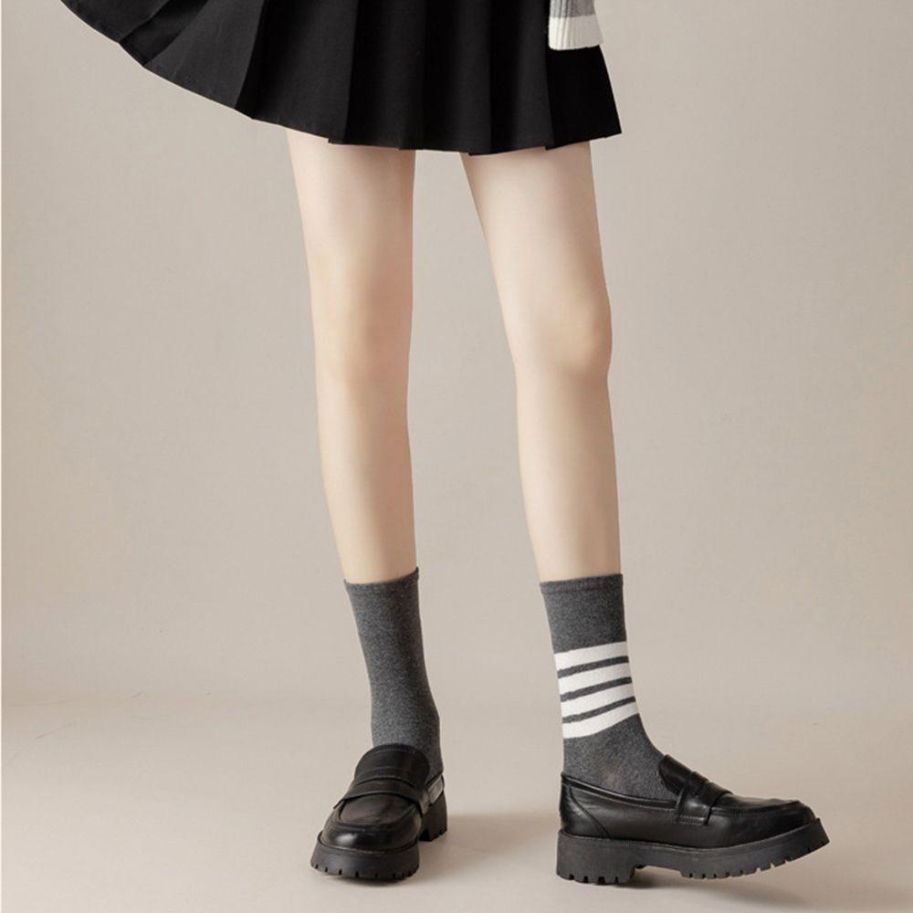 Vớ Màu Trơn Họa Tiết Kẻ Sọc Thời Trang Đường Phố Hàn Quốc Dành Cho Bạn Nữ VANES1