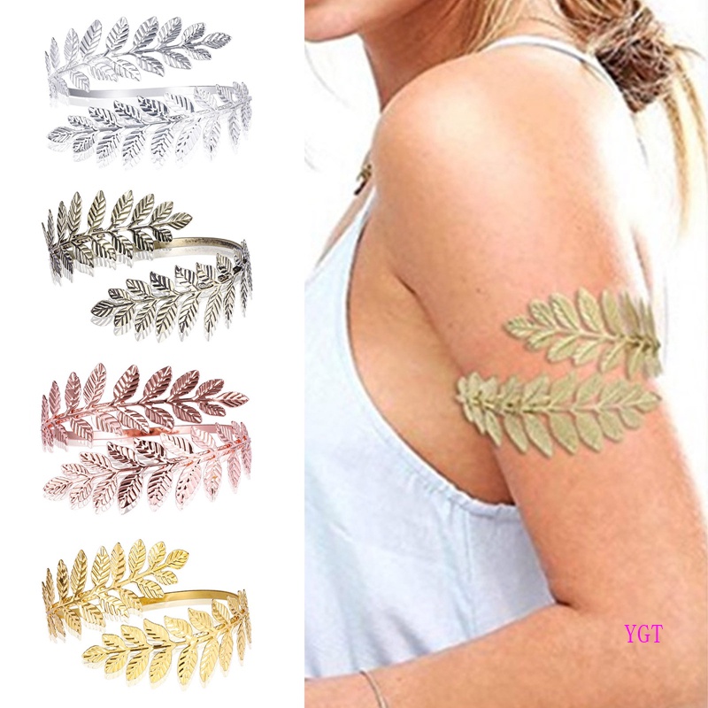 Ygt Vòng Đeo Cánh Tay Lá Kim Loại Hy Lạp Vintage Cho Cô Dâu Múa Bụng