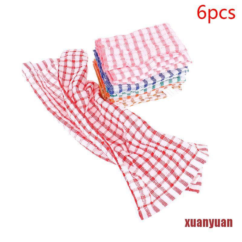 Set 6 Khăn Lau Vải Cotton Thấm Hút Tốt Tiện Dụng Cho Nhà Bếp / Nhà Hàng