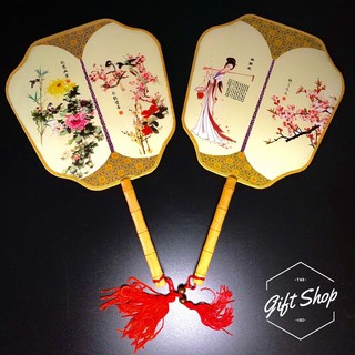 Quạt cổ trang ba tiêu thủy mặc 2 mặt khác nhau