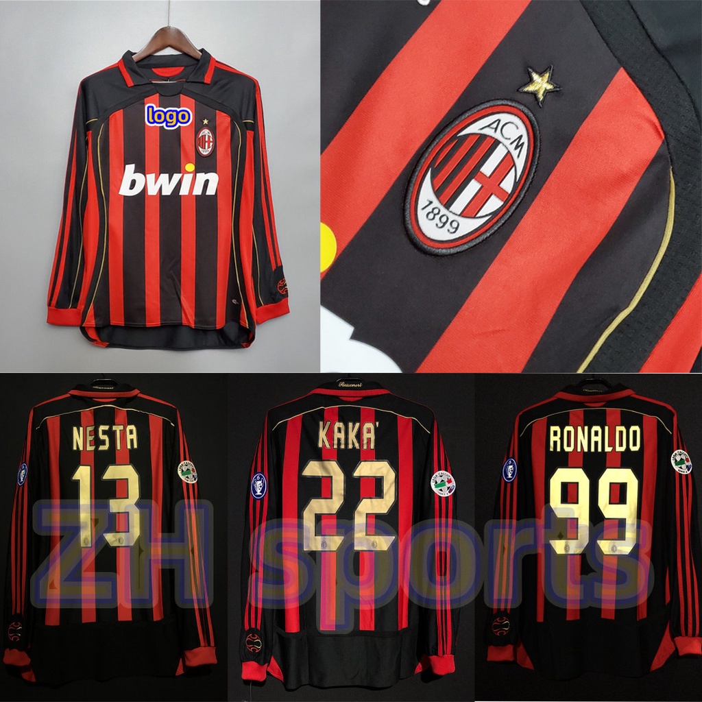 Áo Thun Bóng Đá Câu Lạc Bộ AC milan 06/07 AC milan 22 NESTA 13 RONALDO 99 2006/2007