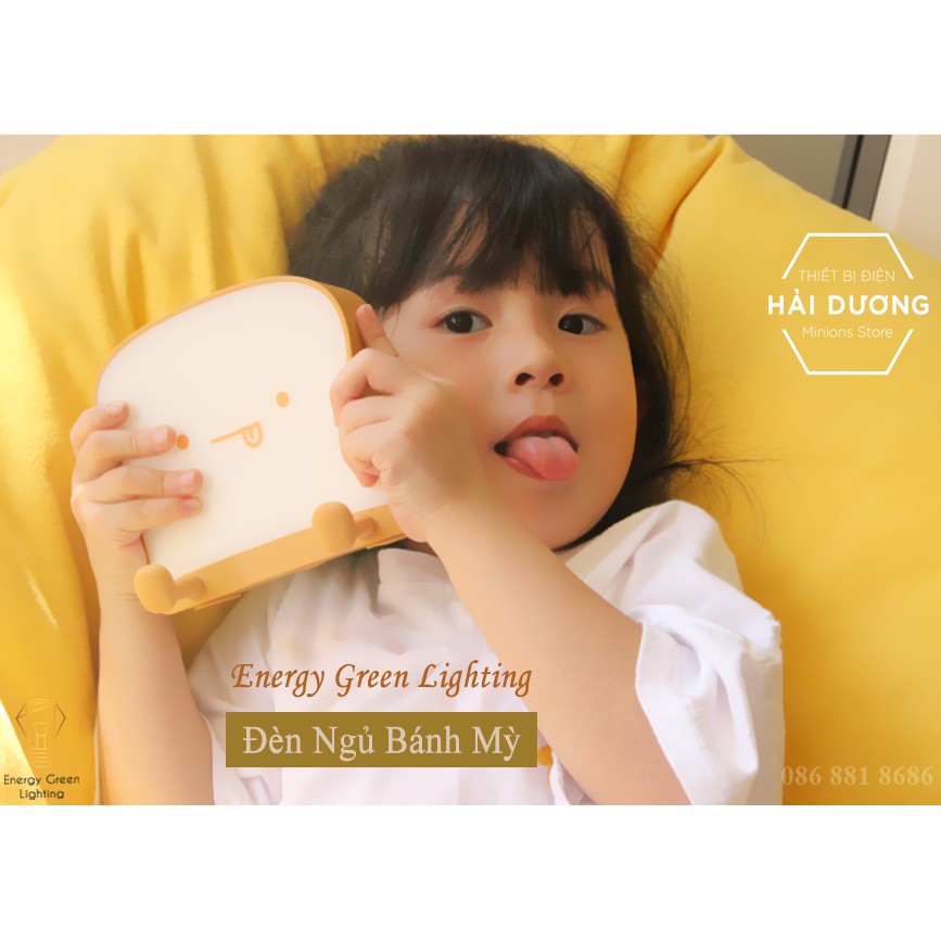 Đèn Ngủ Cạnh Giường Hình Bánh Mì Hoạt Hình Dễ Thương - Pin Sạc Tích Điện - Có giá Đỡ Điện Thoại - 3 Mẫu - Bảo Hành 1 Năm
