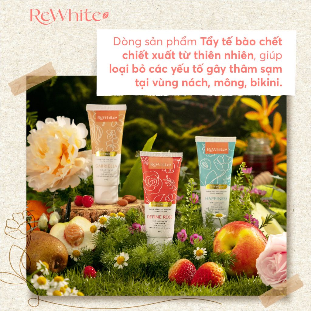 Gel tẩy tế bào chết Rewhitez dưỡng hồng vùng nhạy cảm hương nước hoa Happiness (tuýp xanh) dung tích 50g