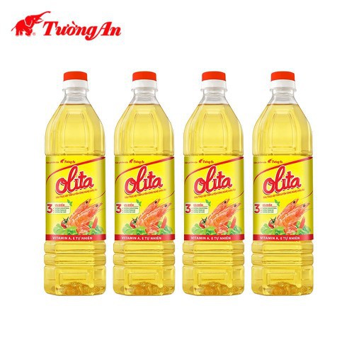 Thùng 12 chai dầu thực vật tinh luyện Olita Tường An 1 lít