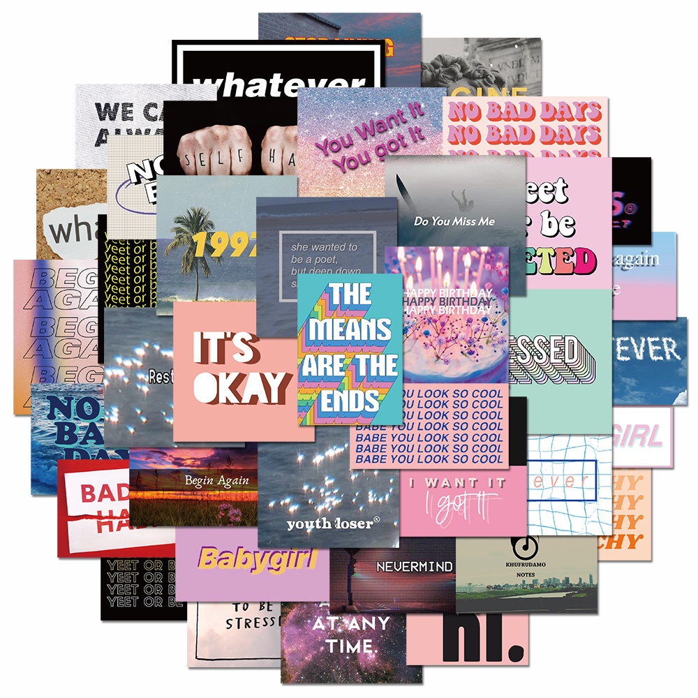 Set 50 miếng dán trang trí chống nước cho sổ tay/ laptop