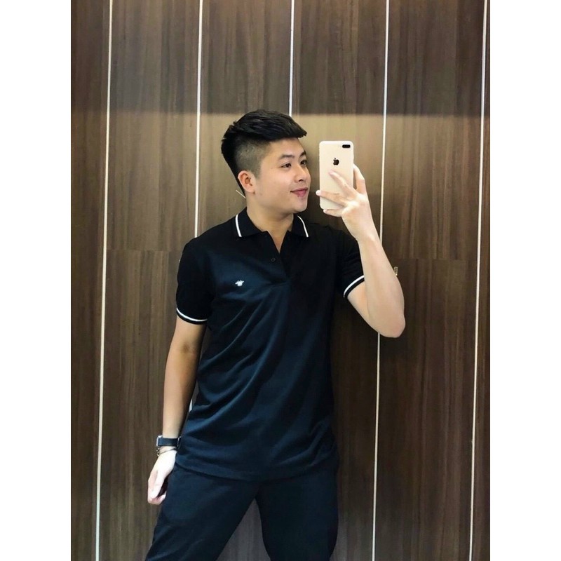 BÁN SỈ ÁO POLO THÊU ONG 2M ĐEN TRẮNG CHO NAM | BigBuy360 - bigbuy360.vn