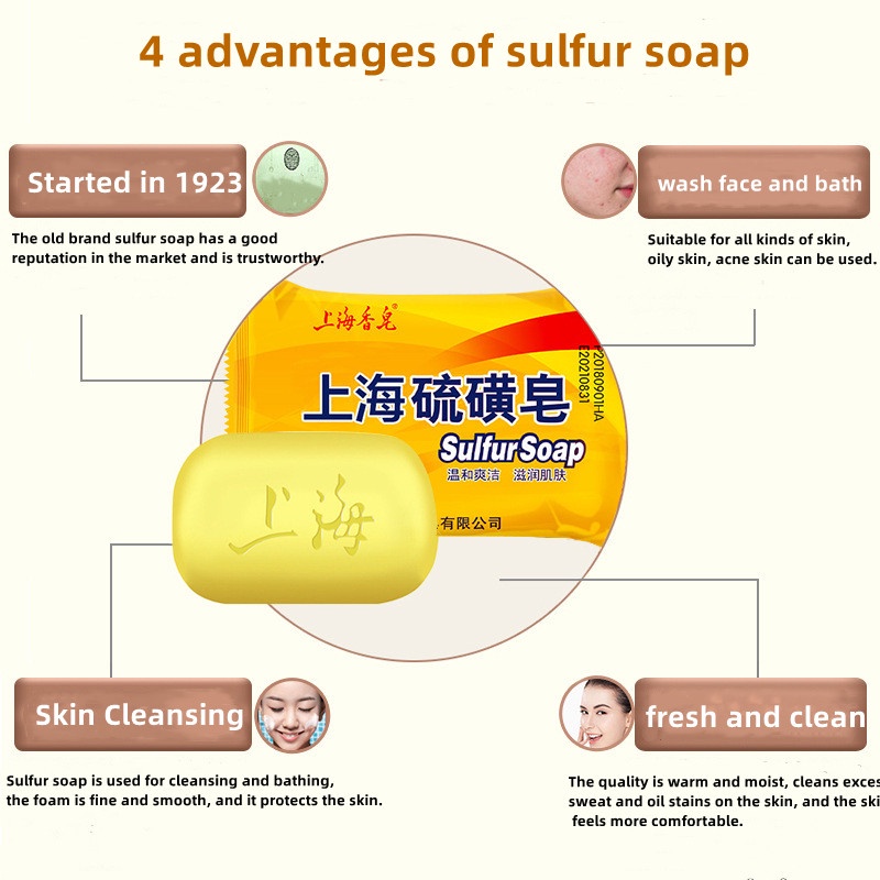 ✌Kho Sẵn Sàng✌Xà Phòng Lưu Huỳnh 85G Hỗ trợ giảm mụn Kiểm Soát Dầu Tẩy Tế Bào Chết Cho Da Mặt