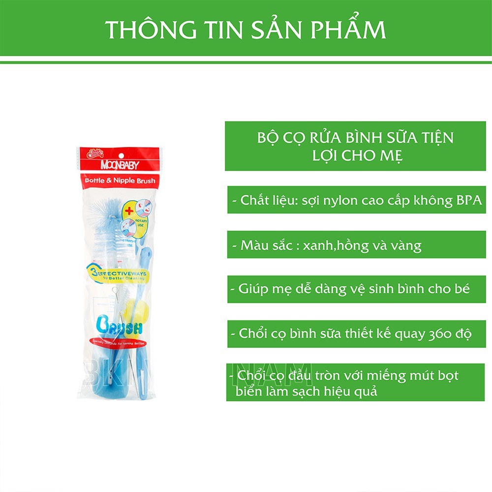 Bộ 4 Món Cọ Rửa Bình Sữa Núm Ti Tiện Lợi Cho Mẹ Quay 360 Độ - COBINHSUA