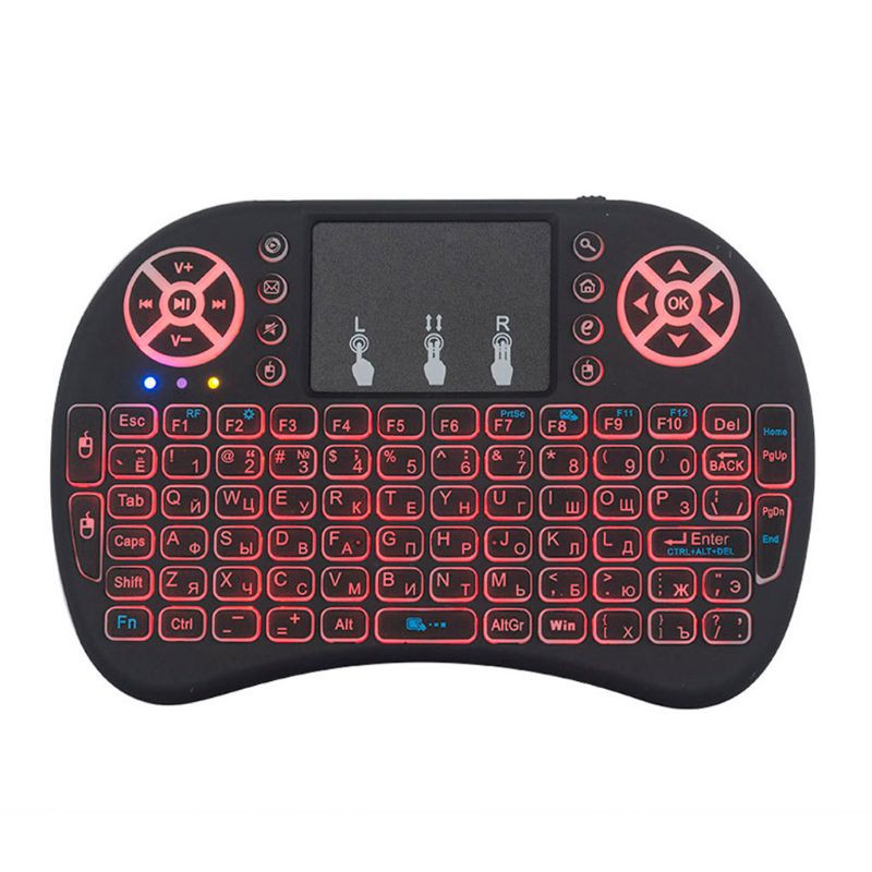 RUN♡ Russian Spanish i8 Mini 7 Color Backlit Keyboard 2.4GHz Touchpad Fly Air Mouse