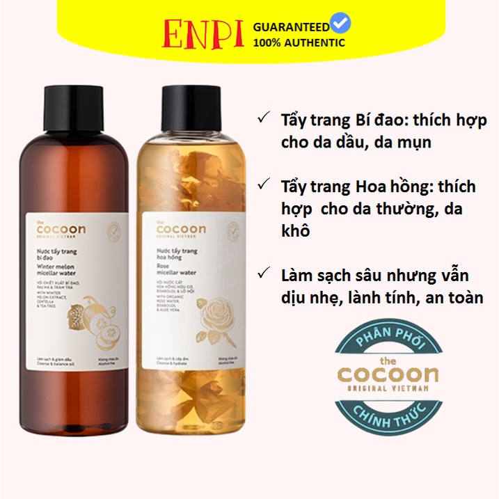 Nước tẩy trang Cocoon Micellar Water làm sạch sâu và dịu nhẹ