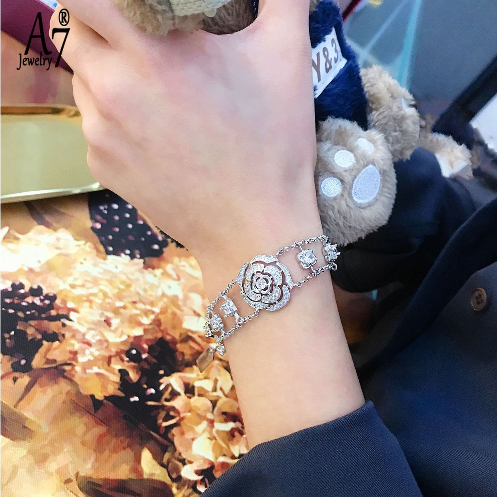 Set Vòng cổ + Khuyên Tai + Vòng Tay Đính Hoa Hồng A7