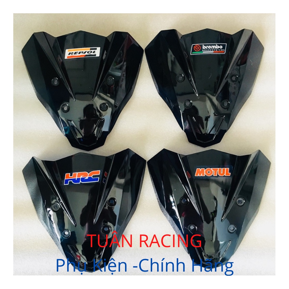 Ốp đầu xe Winner X mẫu sừng 4 lỗ Ốc màu đen bóng logo chữ ngẫu nhiên