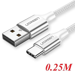 0.25m cáp usb ra type c bọc nhôm màu bạc ugreen 60129 us288