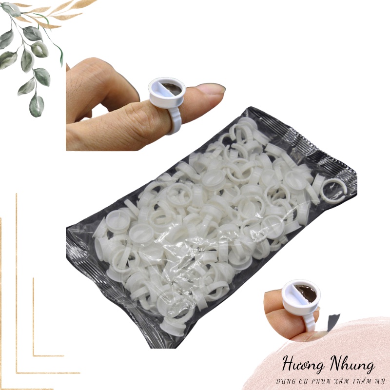 Nhẫn đựng mực phun xăm, túi 100 chiếc