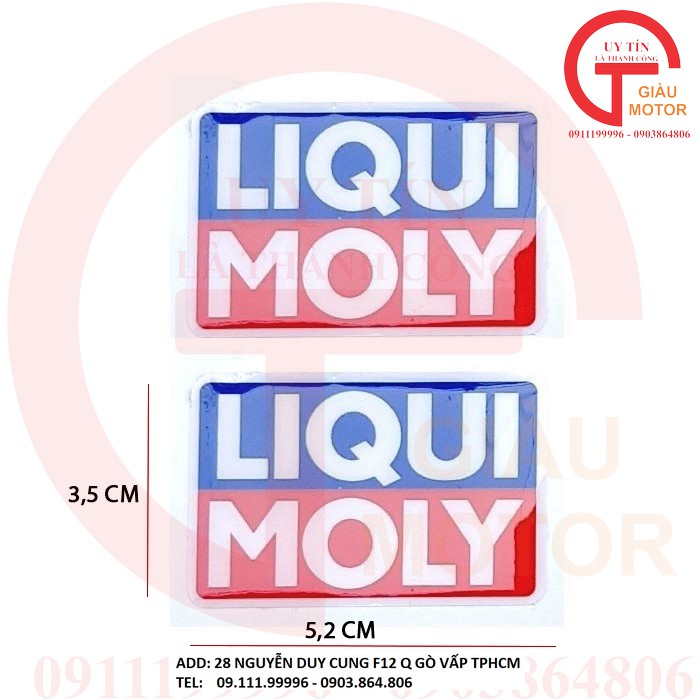 CẶP TEM BẰNG DECAL NỔI LOGO '''LIQUI MOLY' DÁN XE CHẮC CHẮN, CHỐNG NƯỚC