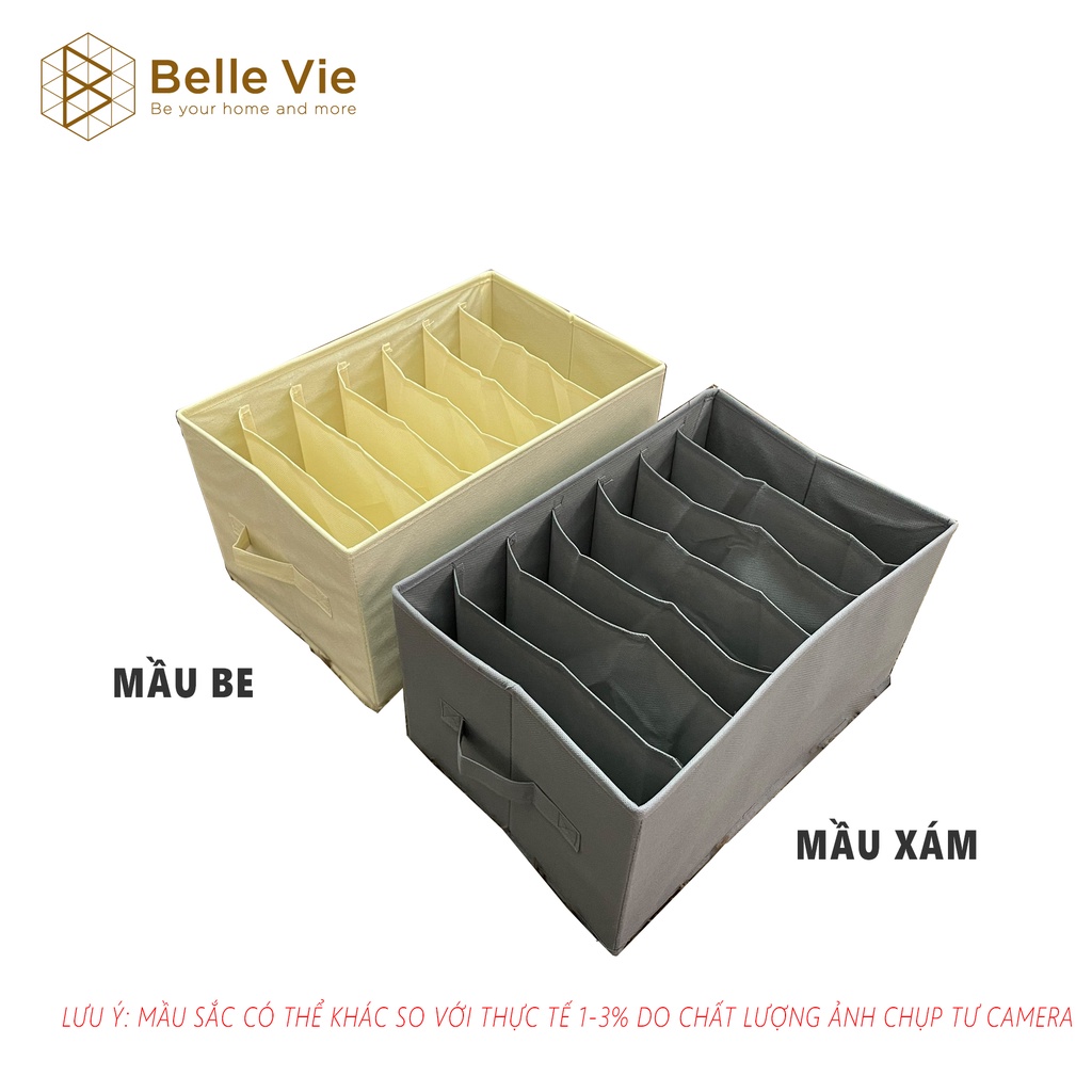 Hộp Vải Đựng Quần Áo  BELLEVIE Hộp Vải Chia Ngăn Đựng Quần Jeans Áo Sơ Mi Áo Thun Đồ Lót Gấp Gọn Tiện Lợi Hàng VNXK
