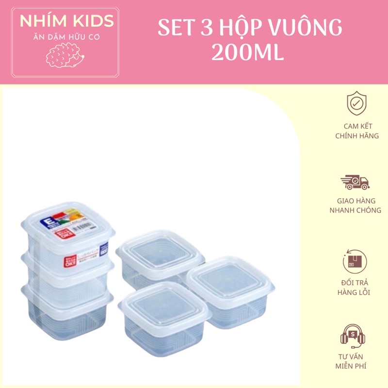 Set 3 hộp vuông 200ml Nakaya Nhật Bản