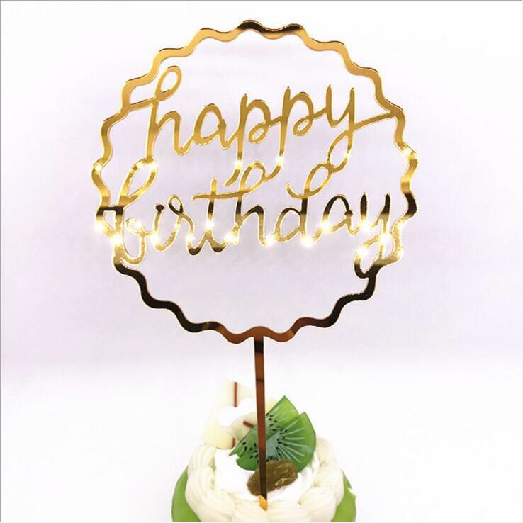 Trang Trí Bánh Sinh Nhật Bánh Kem - Combo 10 Chiếc Meka HPBD Tim chữ, Tròn Sóng