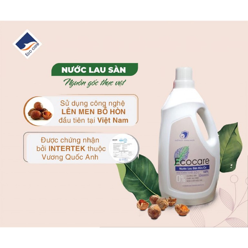 Nước Lau Sàn Bồ Hòn Hữu Cơ Ecocare 4 lít - Diệt khuẩn, Đuổi muỗi, Chống trơn trượt