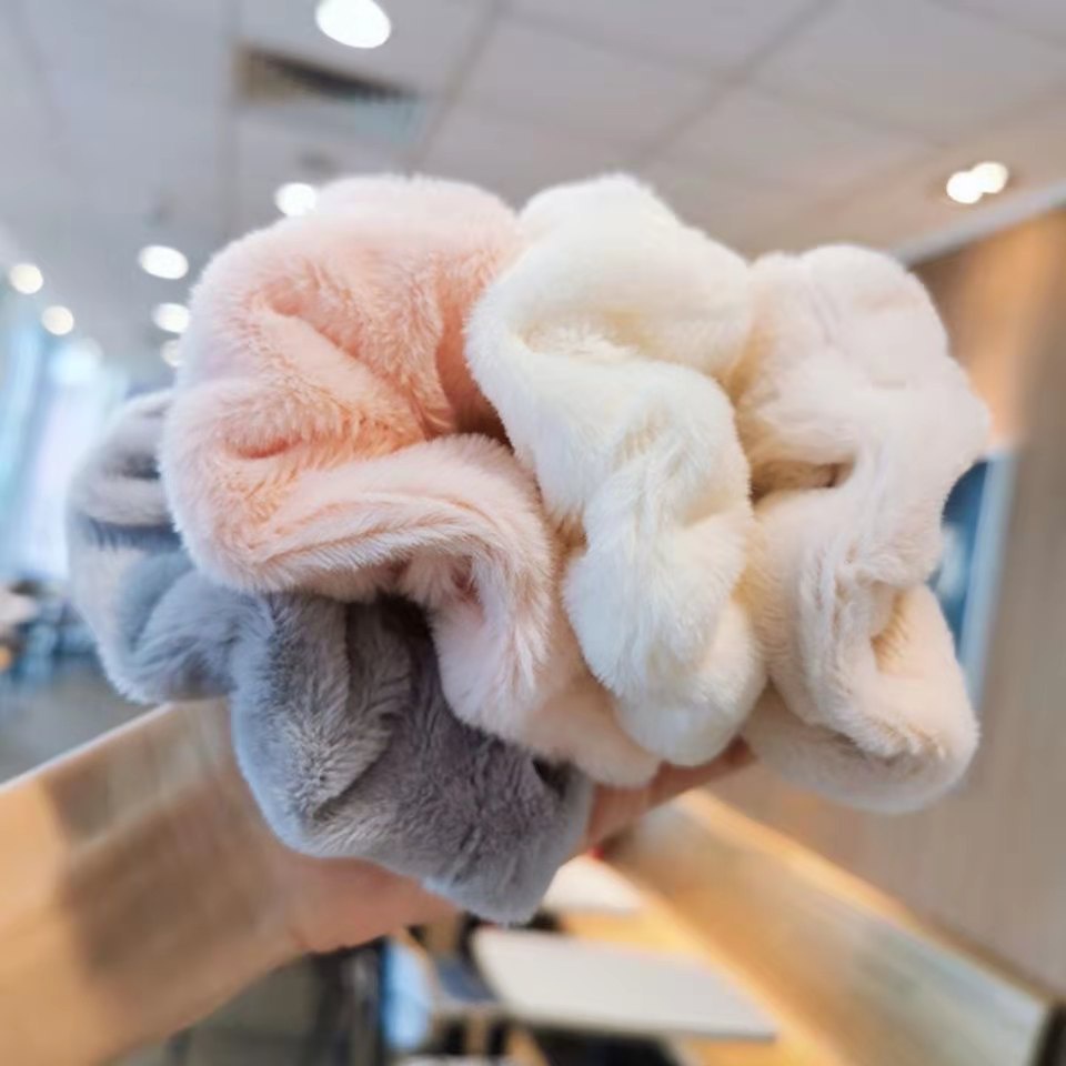 Cột Tóc Vải Nhung Scrunchies Trơn, Dây Buộc Tóc Scrunchies