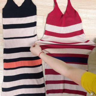Váy Len body sọc kẻ (kèm ảnh thật)